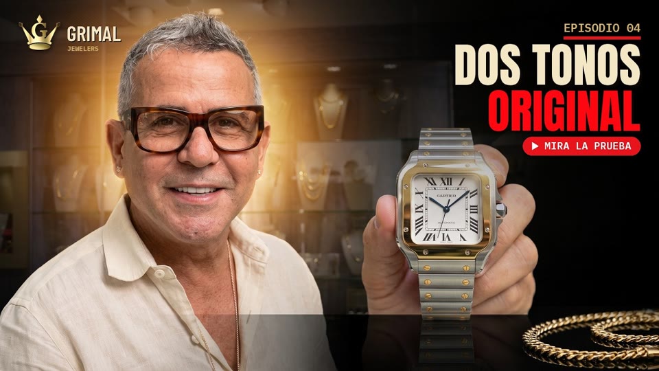 Hoy día en Grimal, el show de Grimal Jewelry en YouTube: Ángel Grimal con un Cartier Santos en el mostrador